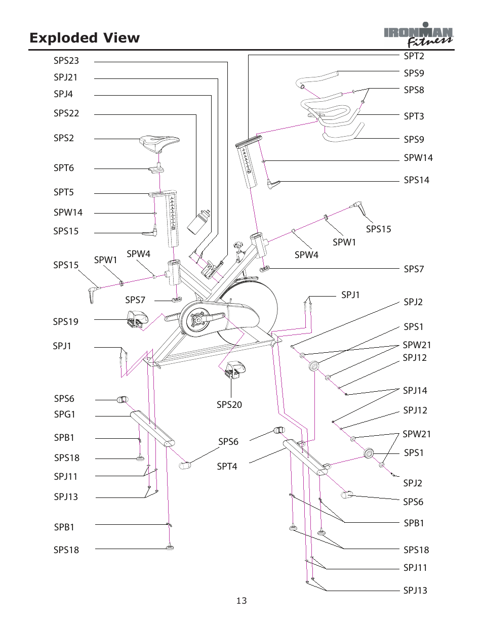 Exploded view | Ironman Fitness Crossover User Manual | Page 13 / 15