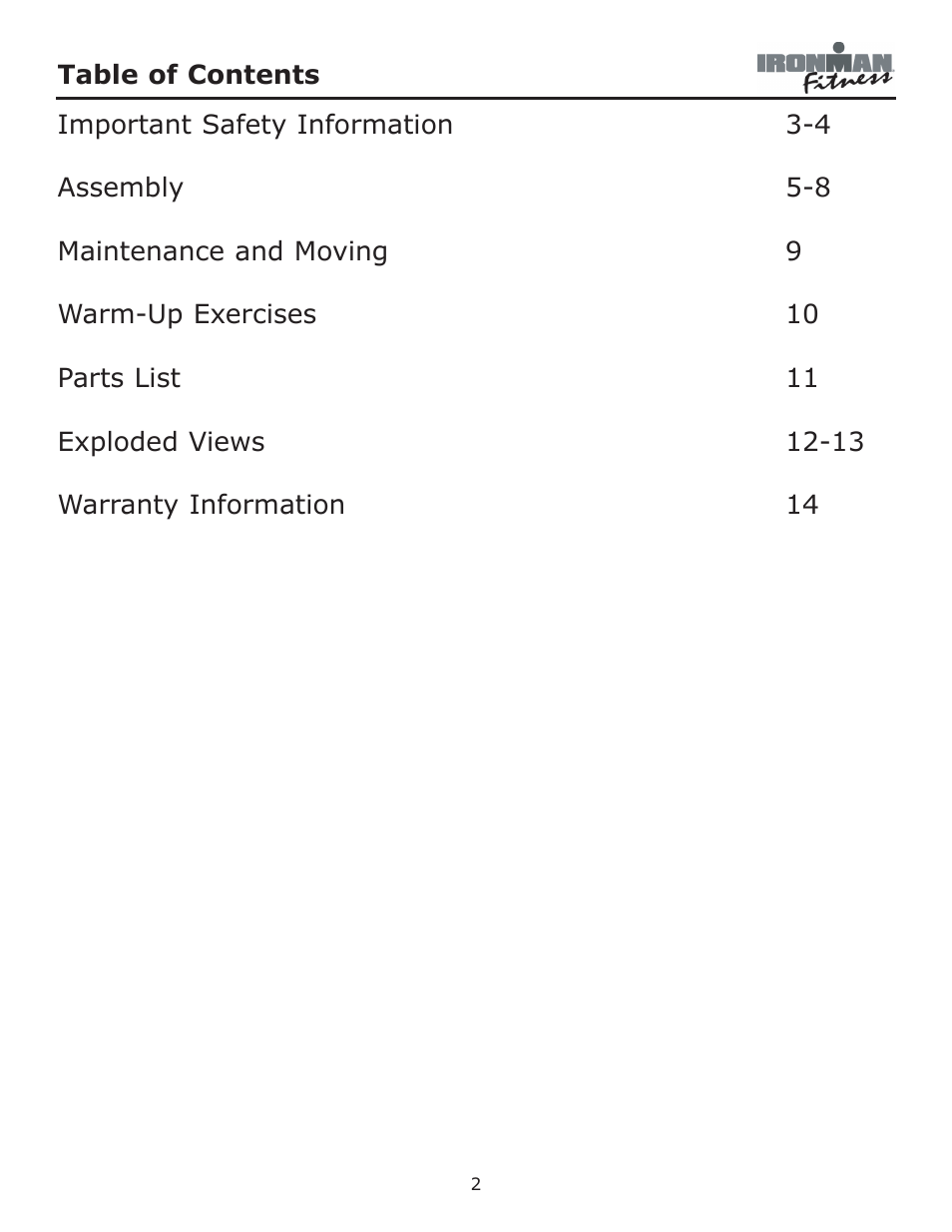 Ironman Fitness Crossover User Manual | Page 2 / 15