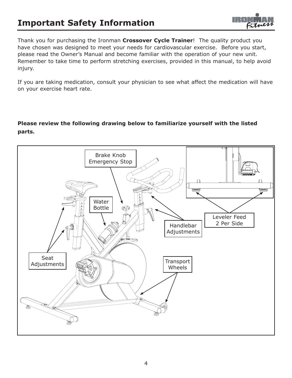 Important safety information | Ironman Fitness Crossover User Manual | Page 4 / 15