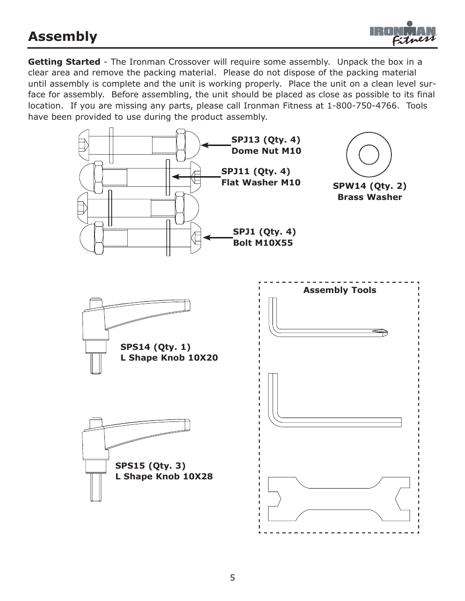 Assembly | Ironman Fitness Crossover User Manual | Page 5 / 15