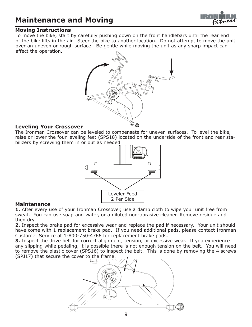 Maintenance and moving | Ironman Fitness Crossover User Manual | Page 9 / 15