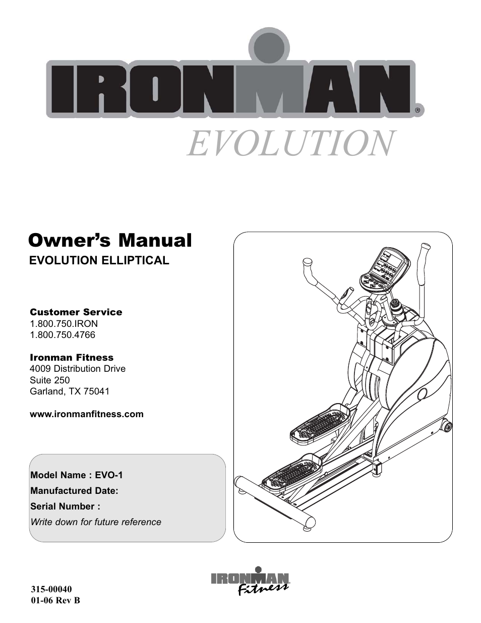 Ironman Fitness EVO-1 User Manual | 21 pages
