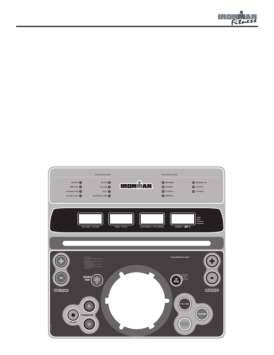 Console panel functions | Ironman Fitness Quest User Manual | Page 16 / 40