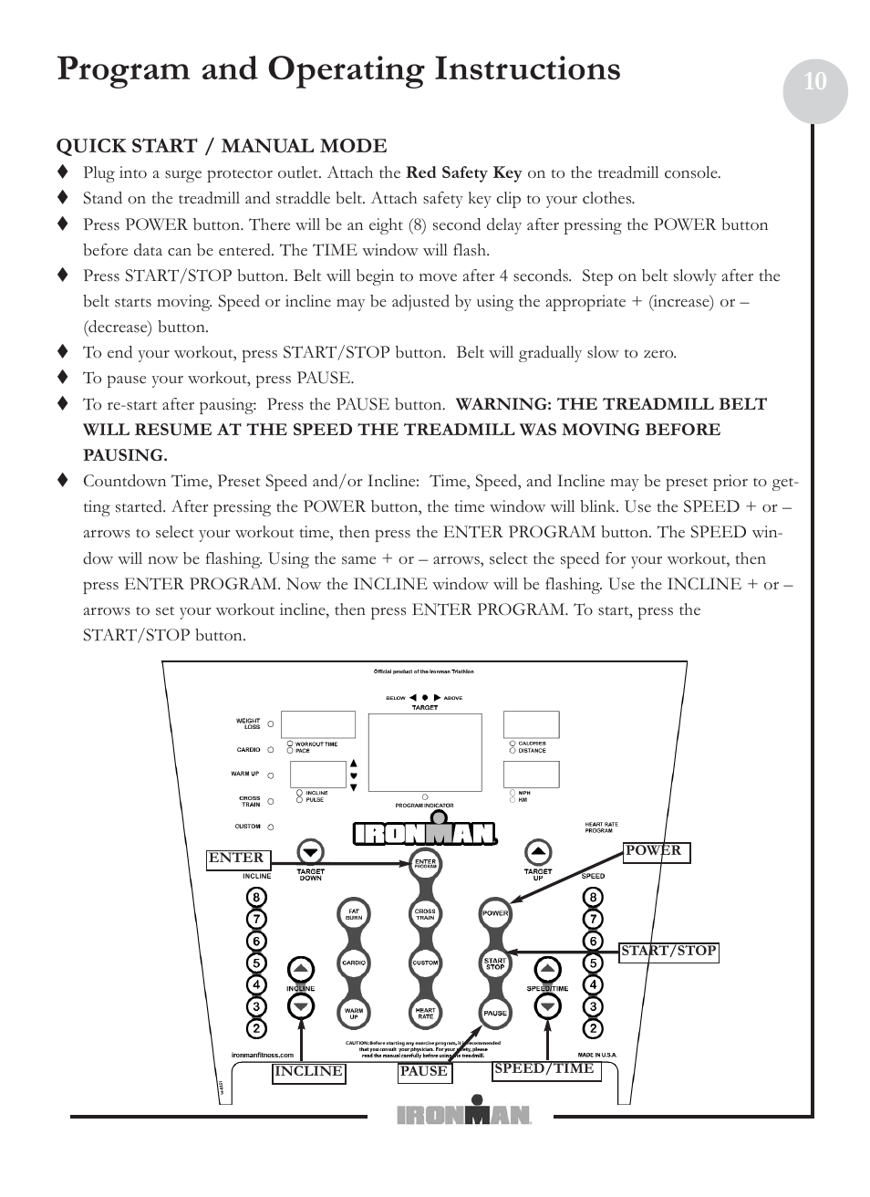 Program and operating instructions | Ironman Fitness M6 User Manual | Page 10 / 22