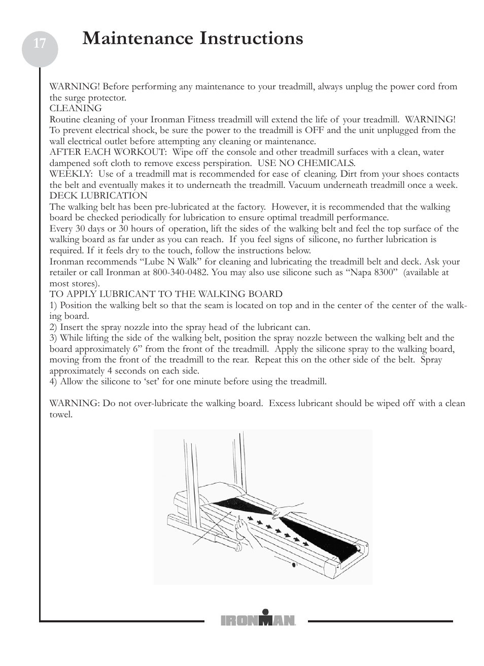 Maintenance instructions | Ironman Fitness M6 User Manual | Page 17 / 22