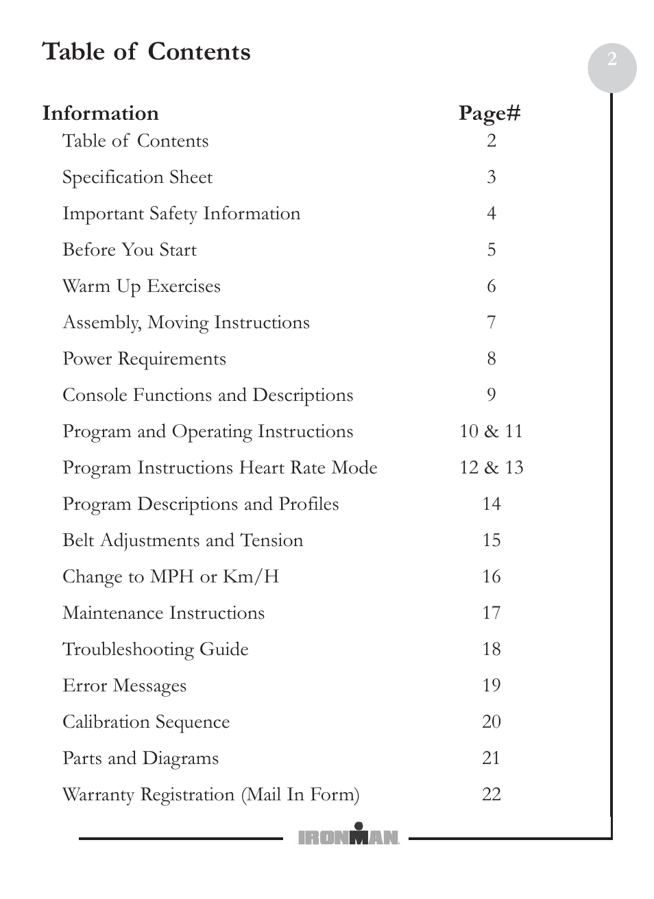Ironman Fitness M6 User Manual | Page 2 / 22