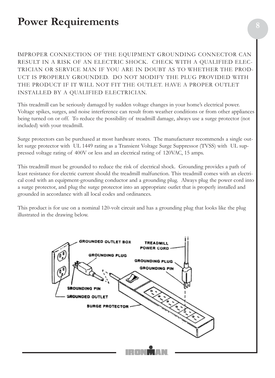 Power requirements | Ironman Fitness M6 User Manual | Page 8 / 22