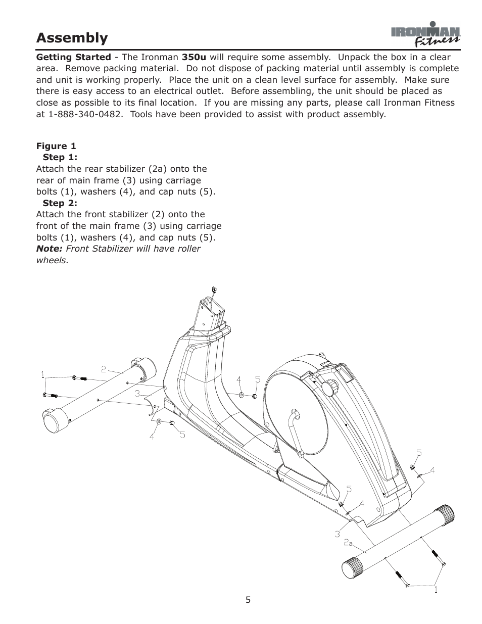 Assembly | Ironman Fitness 350u User Manual | Page 5 / 28