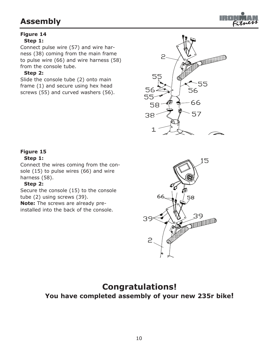 Assembly | Ironman Fitness 235r User Manual | Page 10 / 24
