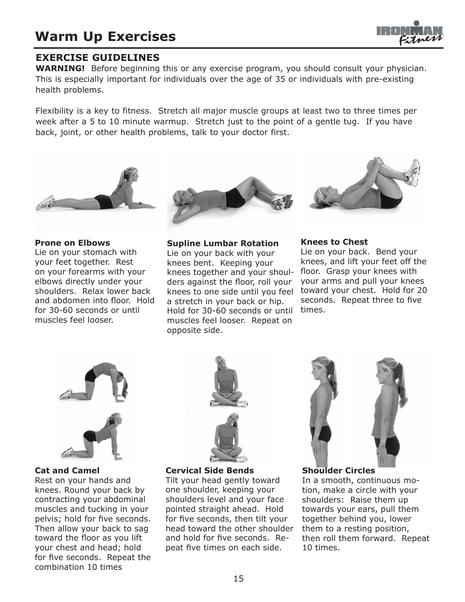 Warm up exercises | Ironman Fitness 235r User Manual | Page 15 / 24