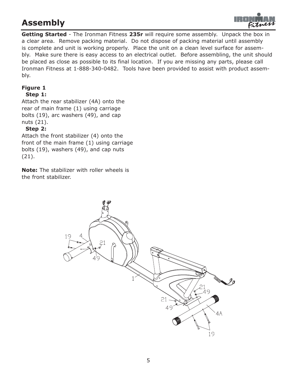 Assembly | Ironman Fitness 235r User Manual | Page 5 / 24