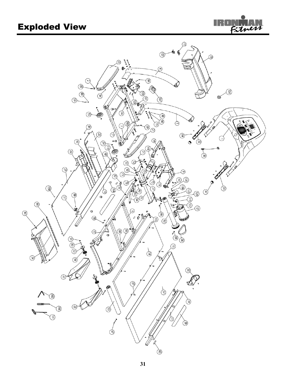 Exploded view | Ironman Fitness Treadmill TRIAD User Manual | Page 31 / 34