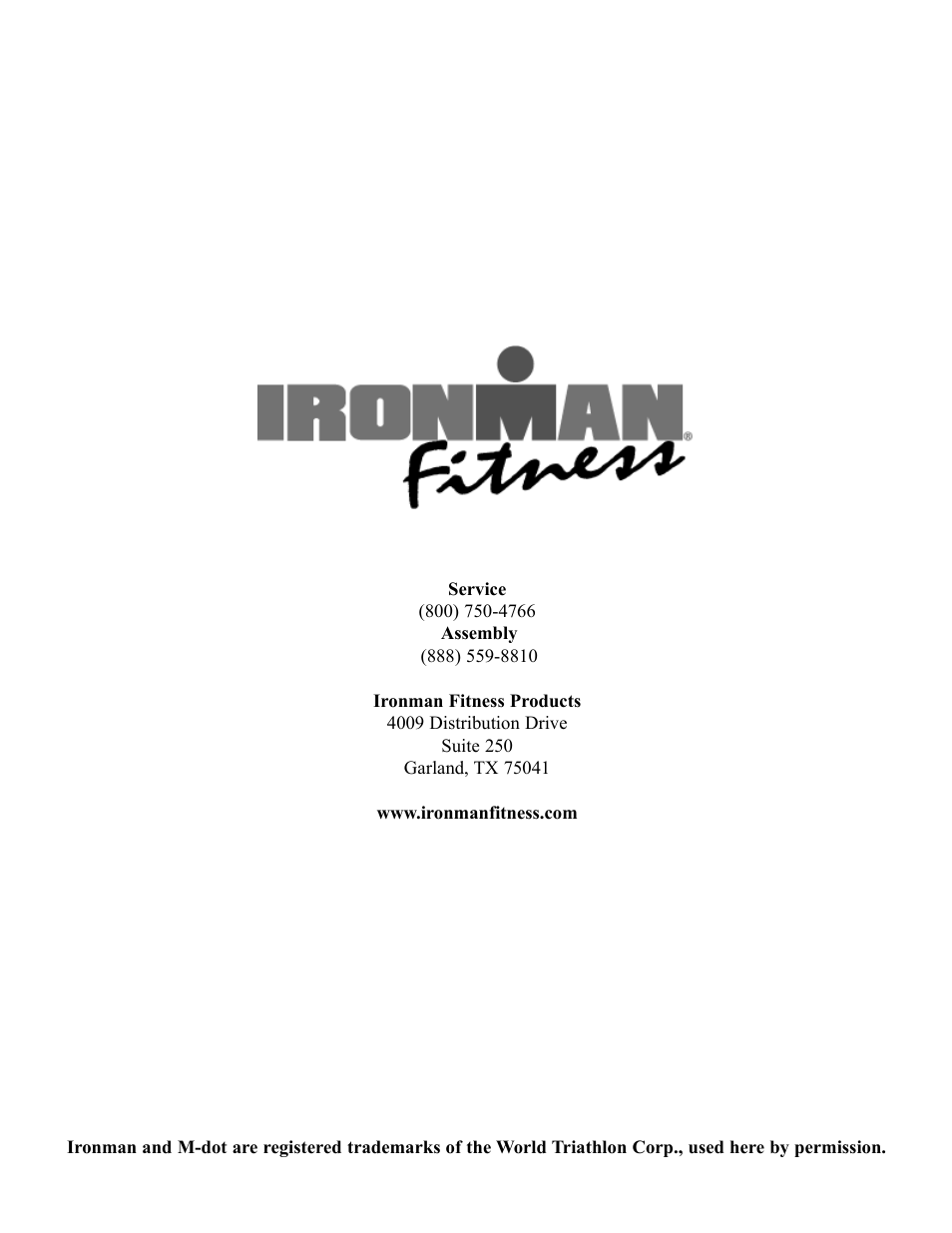 Ironman Fitness Treadmill TRIAD User Manual | Page 34 / 34