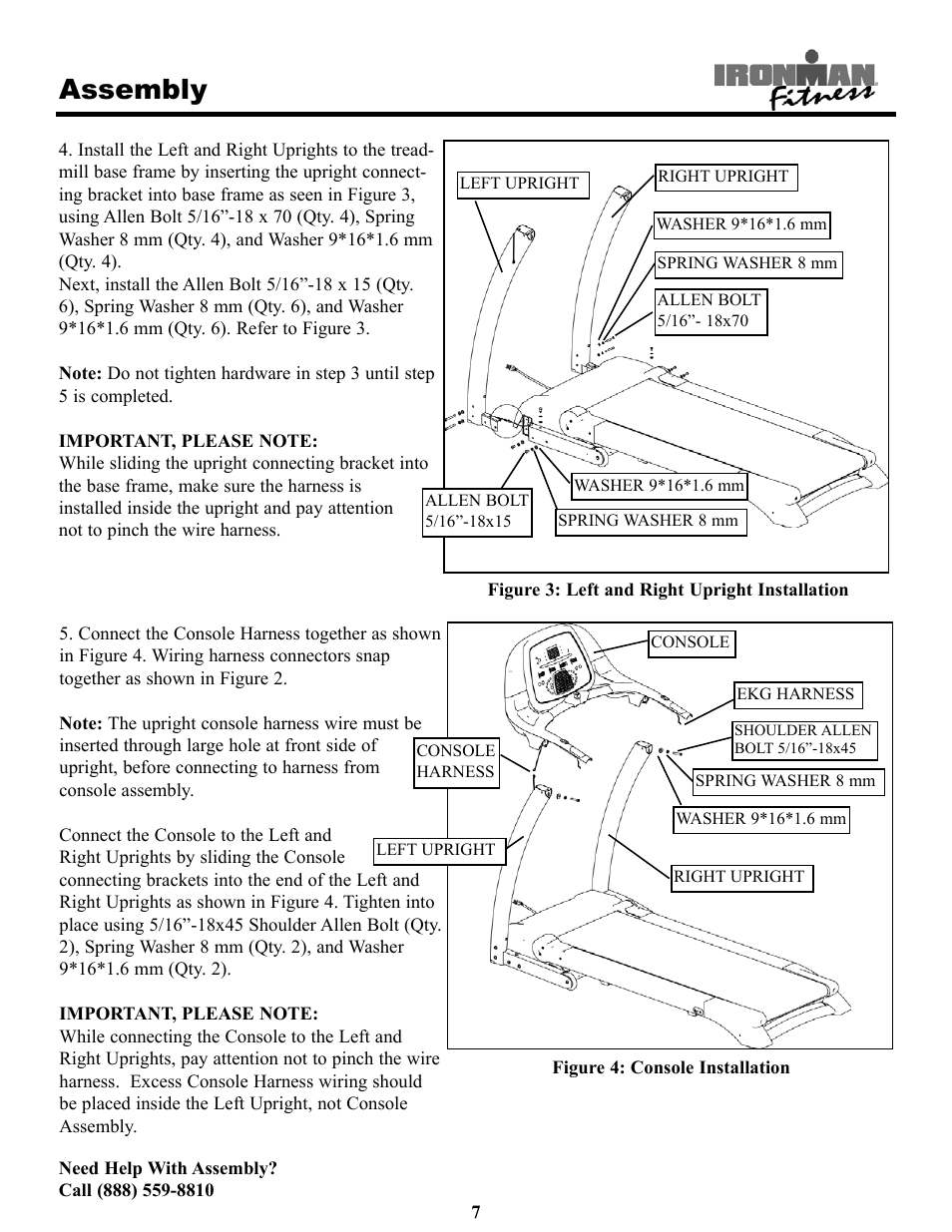 Assembly | Ironman Fitness Treadmill TRIAD User Manual | Page 7 / 34