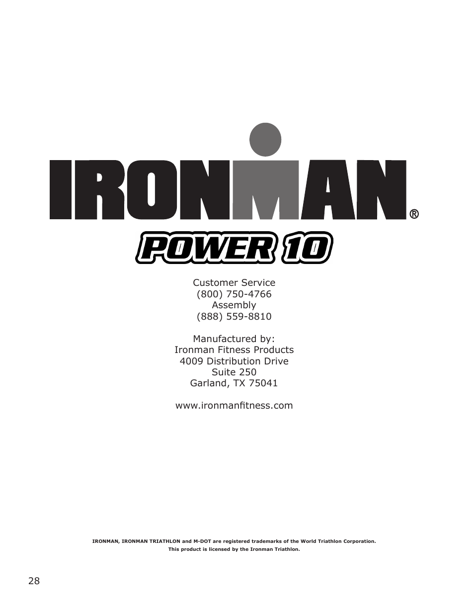 Ironman Fitness Magnetic Rower Power 10 User Manual | Page 28 / 28