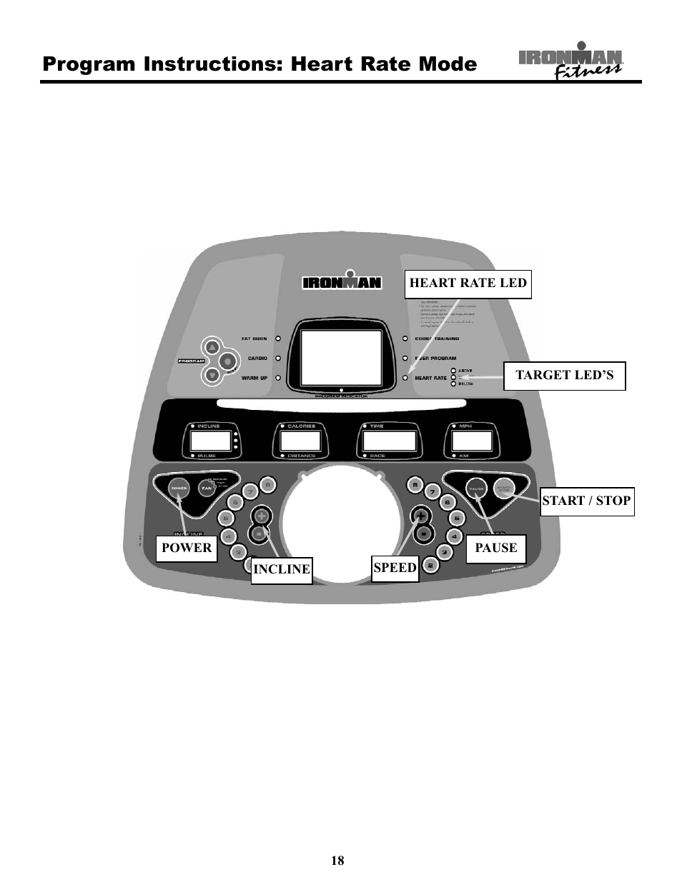 Program instructions: heart rate mode | Ironman Fitness 320t User Manual | Page 18 / 31