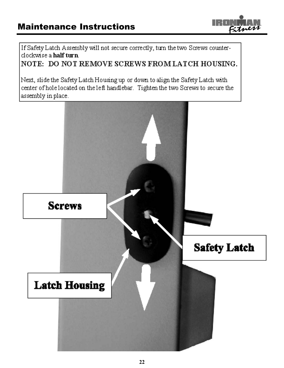 Maintenance instructions | Ironman Fitness 320t User Manual | Page 22 / 31