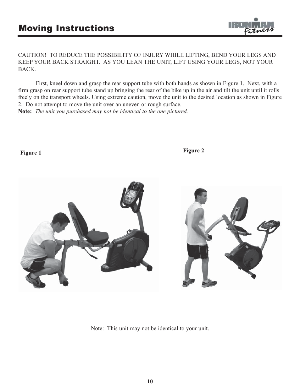 Moving instructions | Ironman Fitness 120r User Manual | Page 10 / 17