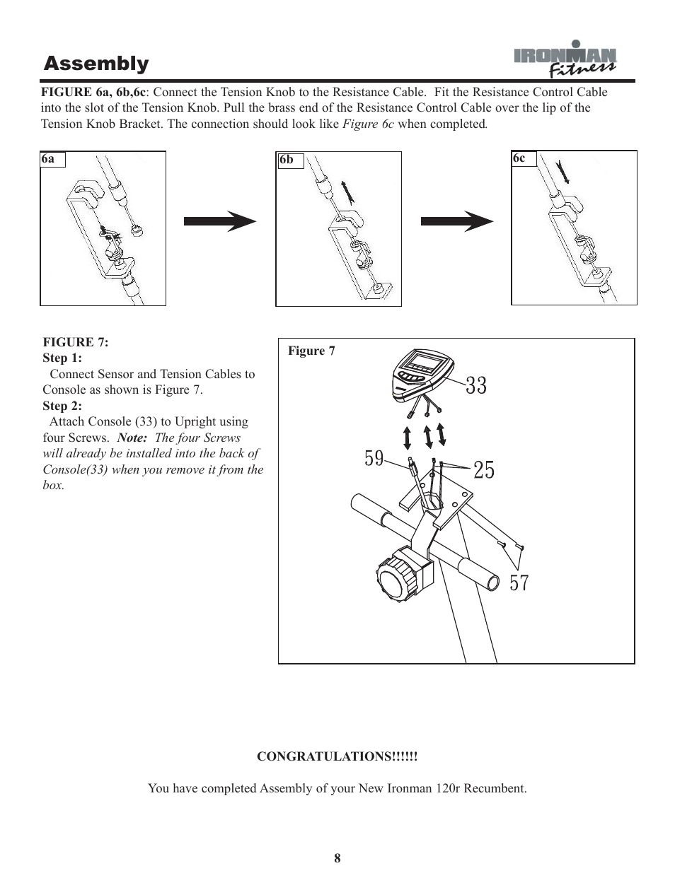 Assembly | Ironman Fitness 120r User Manual | Page 8 / 17