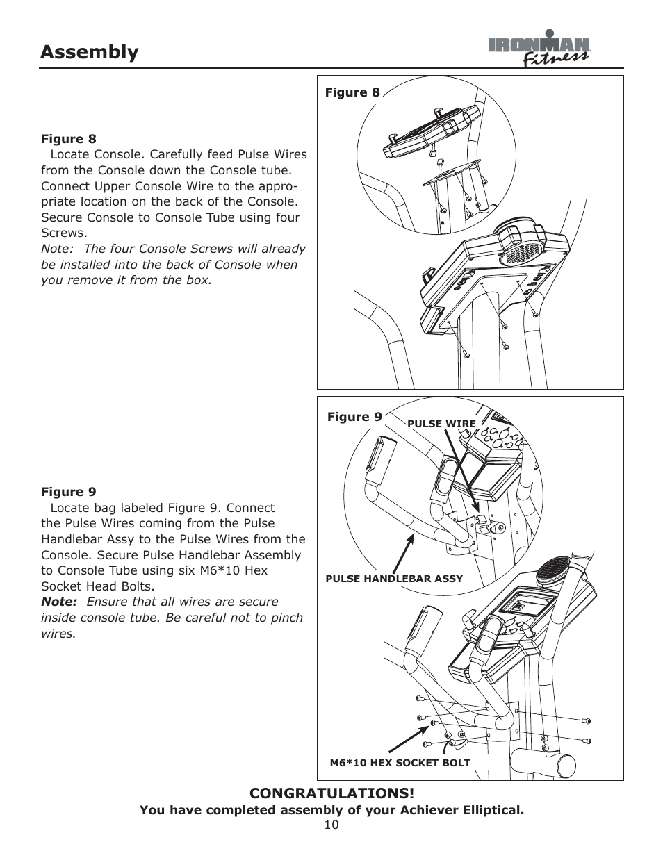 Figure 8 - 9, Assembly | Ironman Fitness Achiever User Manual | Page 10 / 23