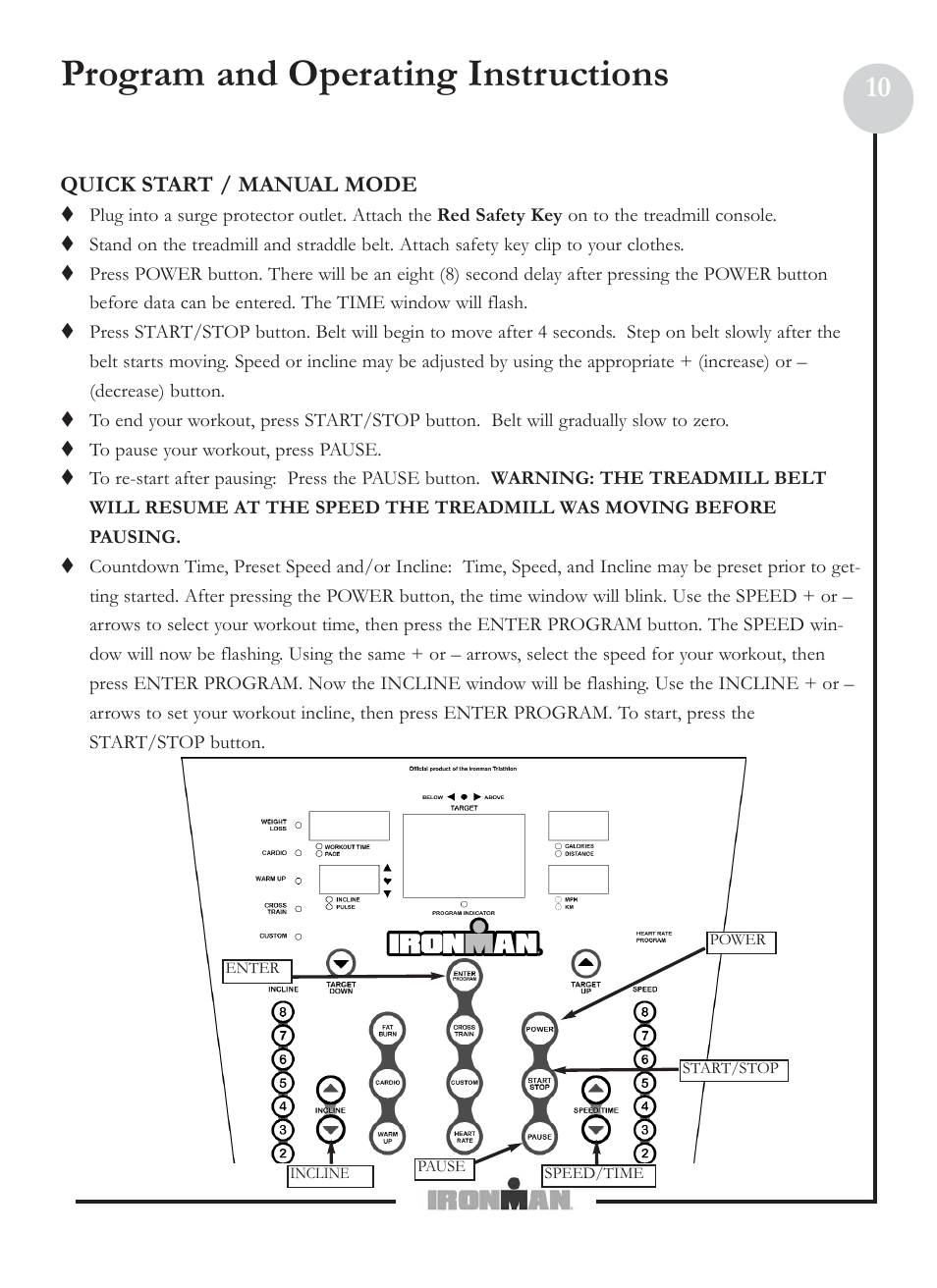 Program and operating instructions | Ironman Fitness M5 User Manual | Page 10 / 22
