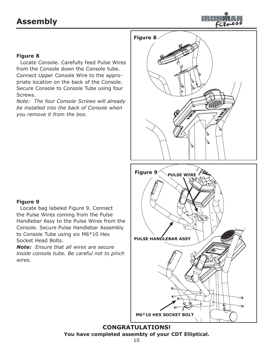 Figure 8 - 9, Assembly | Ironman Fitness CDT User Manual | Page 10 / 23