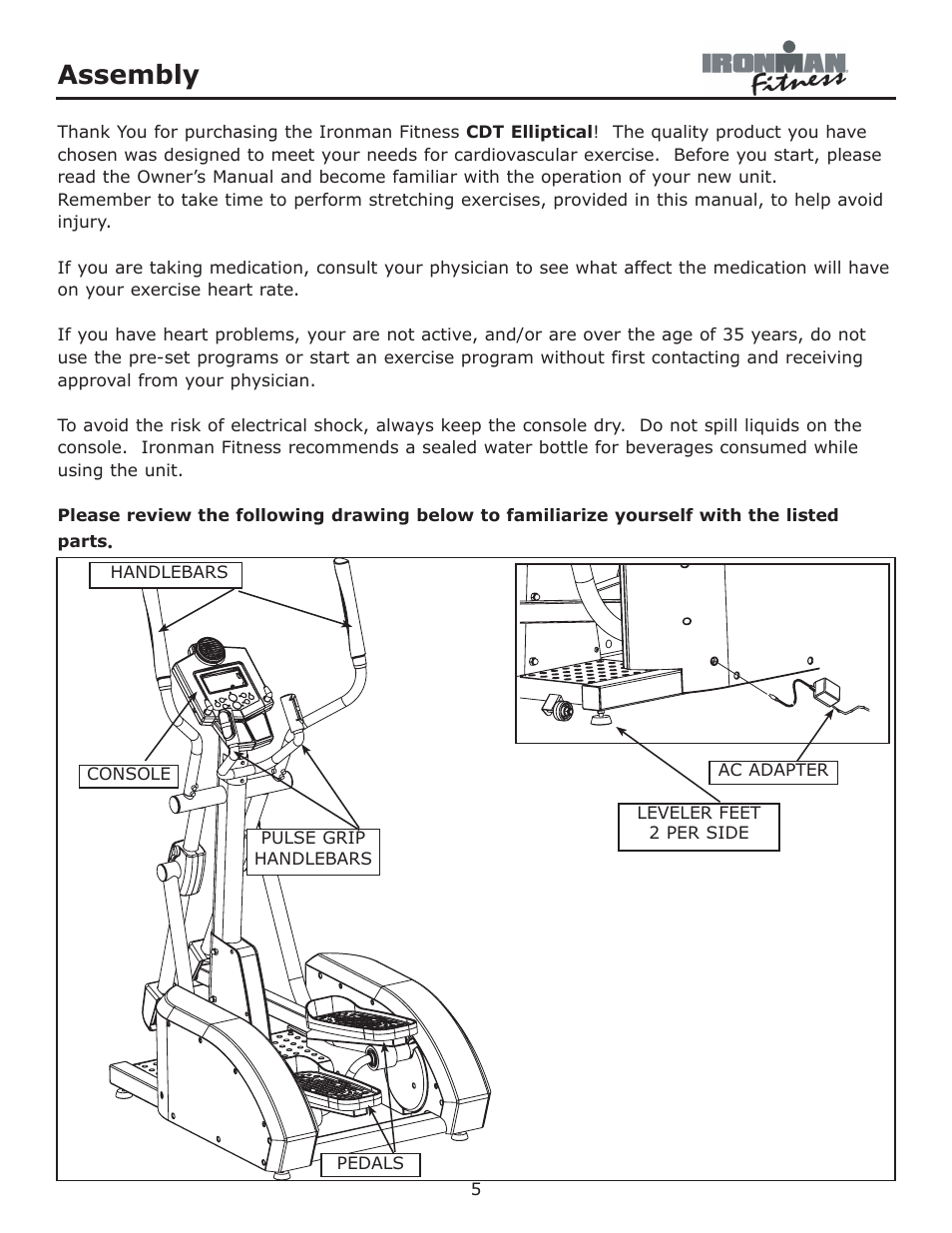 Assembly | Ironman Fitness CDT User Manual | Page 5 / 23