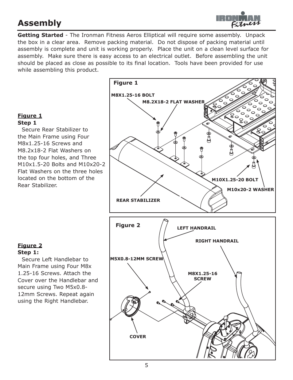 Assembly | Ironman Fitness Aeros User Manual | Page 5 / 20
