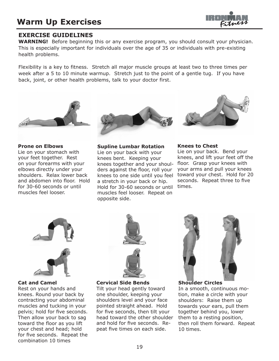 Warm up exercises | Ironman Fitness Viper User Manual | Page 19 / 28