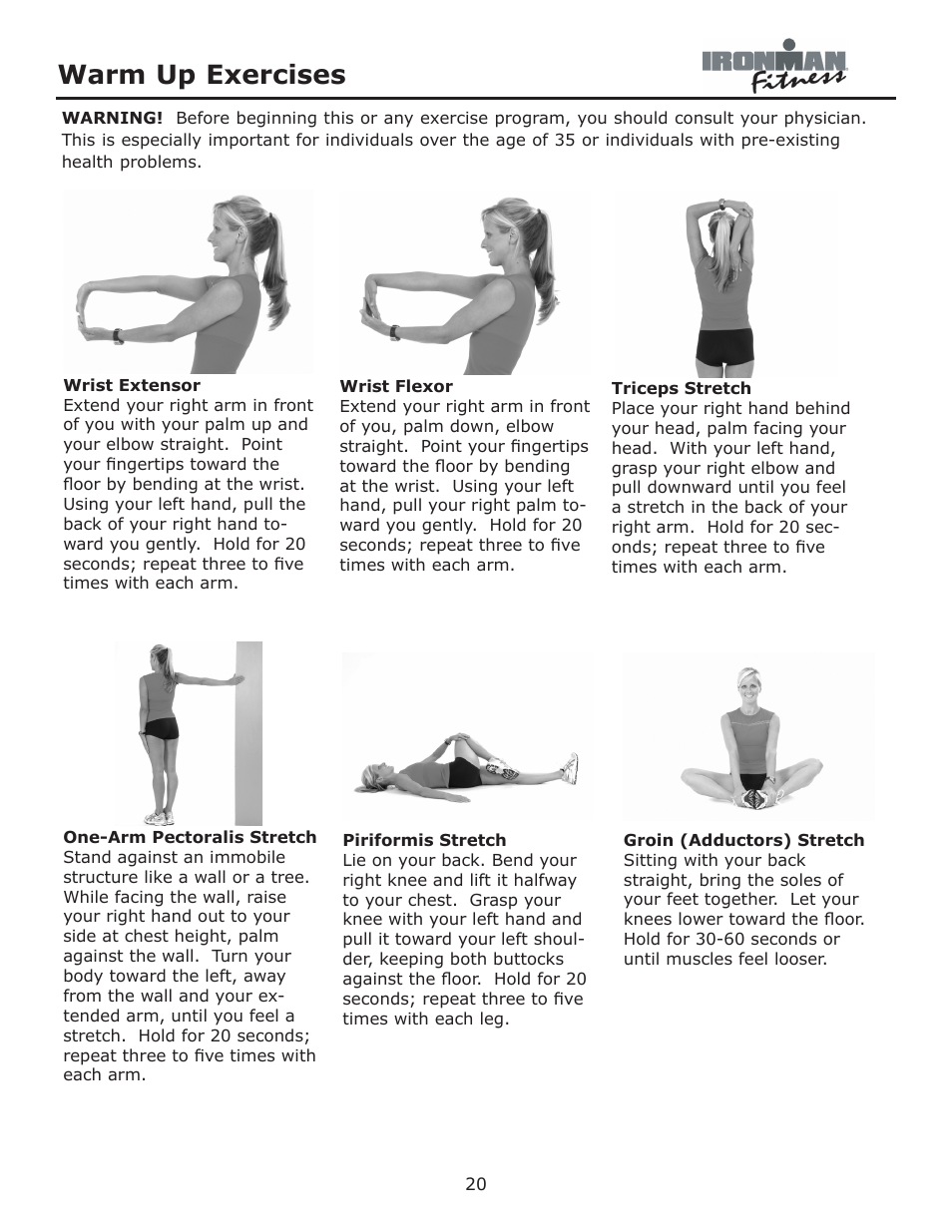 Warm up exercises | Ironman Fitness Viper User Manual | Page 20 / 28