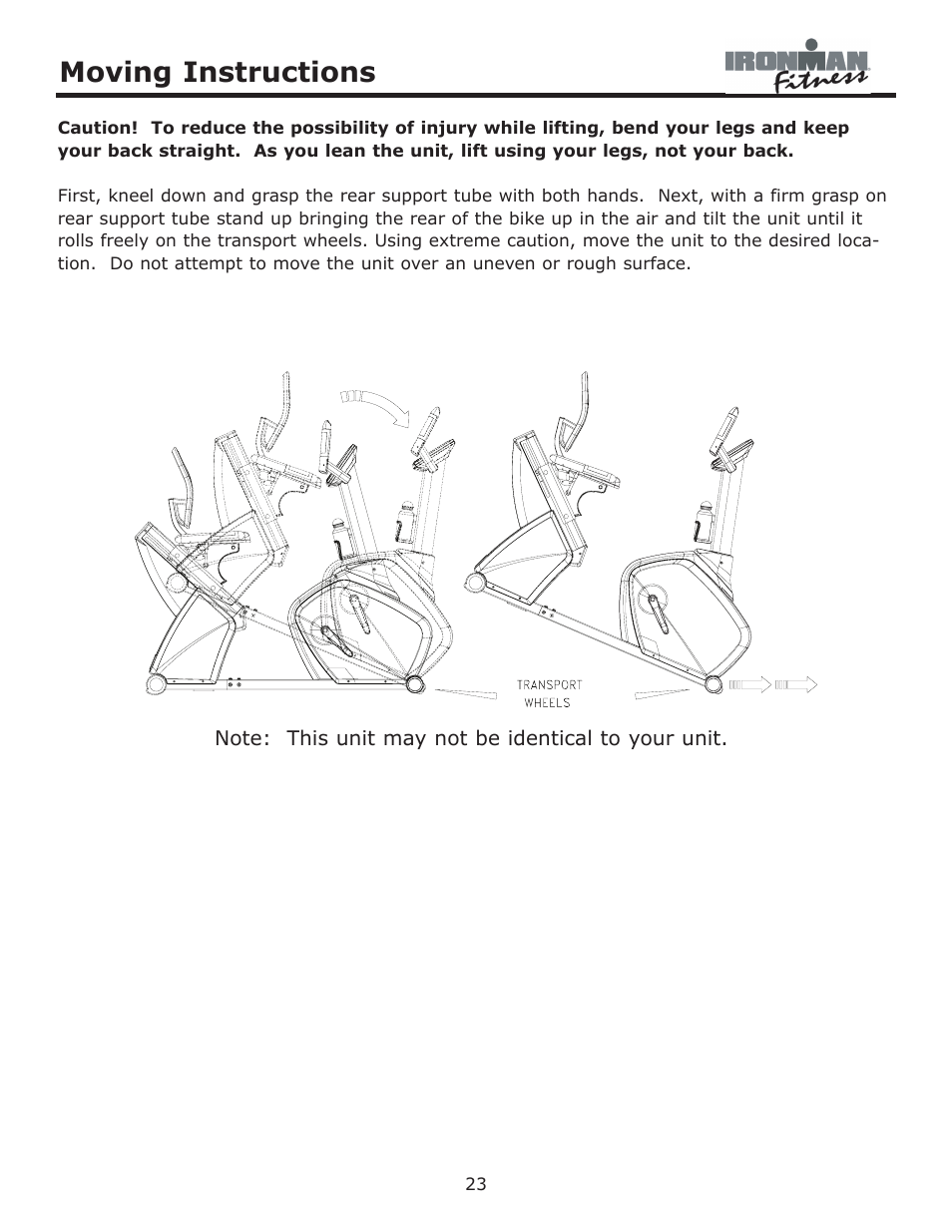 Moving instructions | Ironman Fitness Viper User Manual | Page 23 / 28