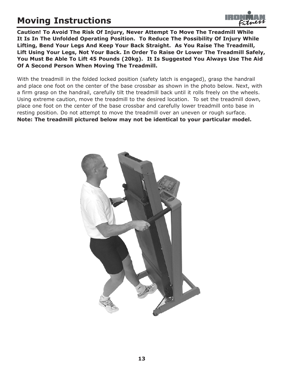 Moving instructions | Ironman Fitness Edge User Manual | Page 13 / 40