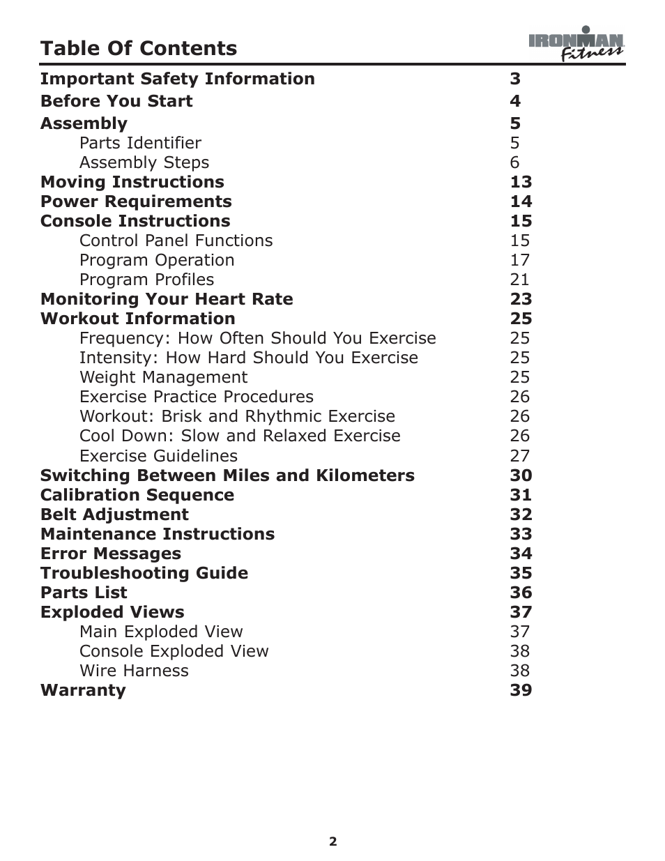 Ironman Fitness Edge User Manual | Page 2 / 40