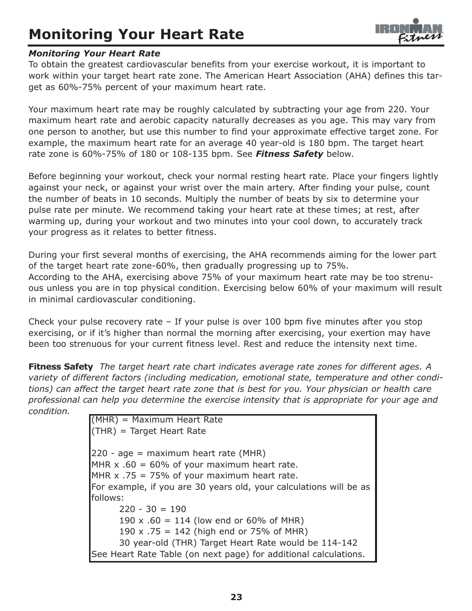 Monitoring your heart rate | Ironman Fitness Edge User Manual | Page 23 / 40