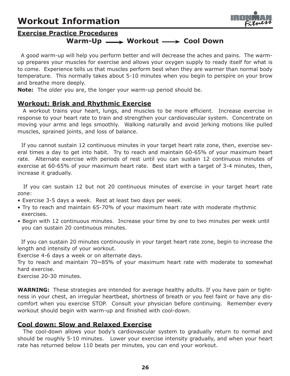 Workout information | Ironman Fitness Edge User Manual | Page 26 / 40