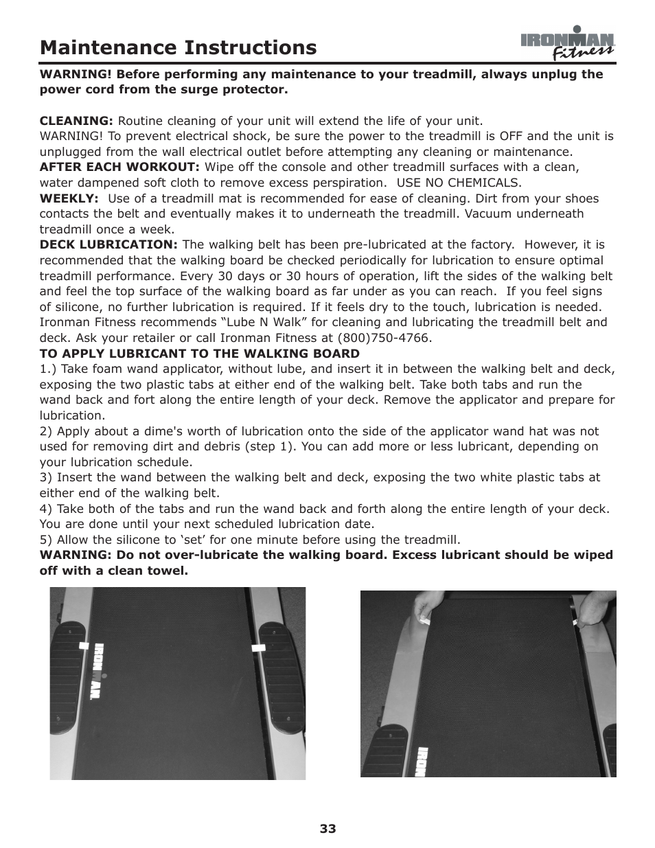 Maintenance instructions | Ironman Fitness Edge User Manual | Page 33 / 40