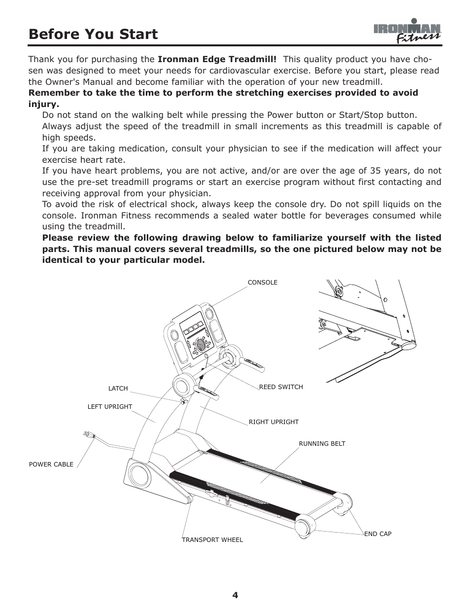 Before you start | Ironman Fitness Edge User Manual | Page 4 / 40