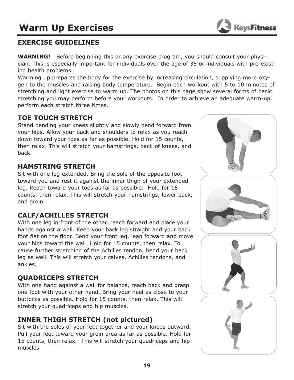 Warm up exercises | Ironman Fitness 530e User Manual | Page 19 / 23