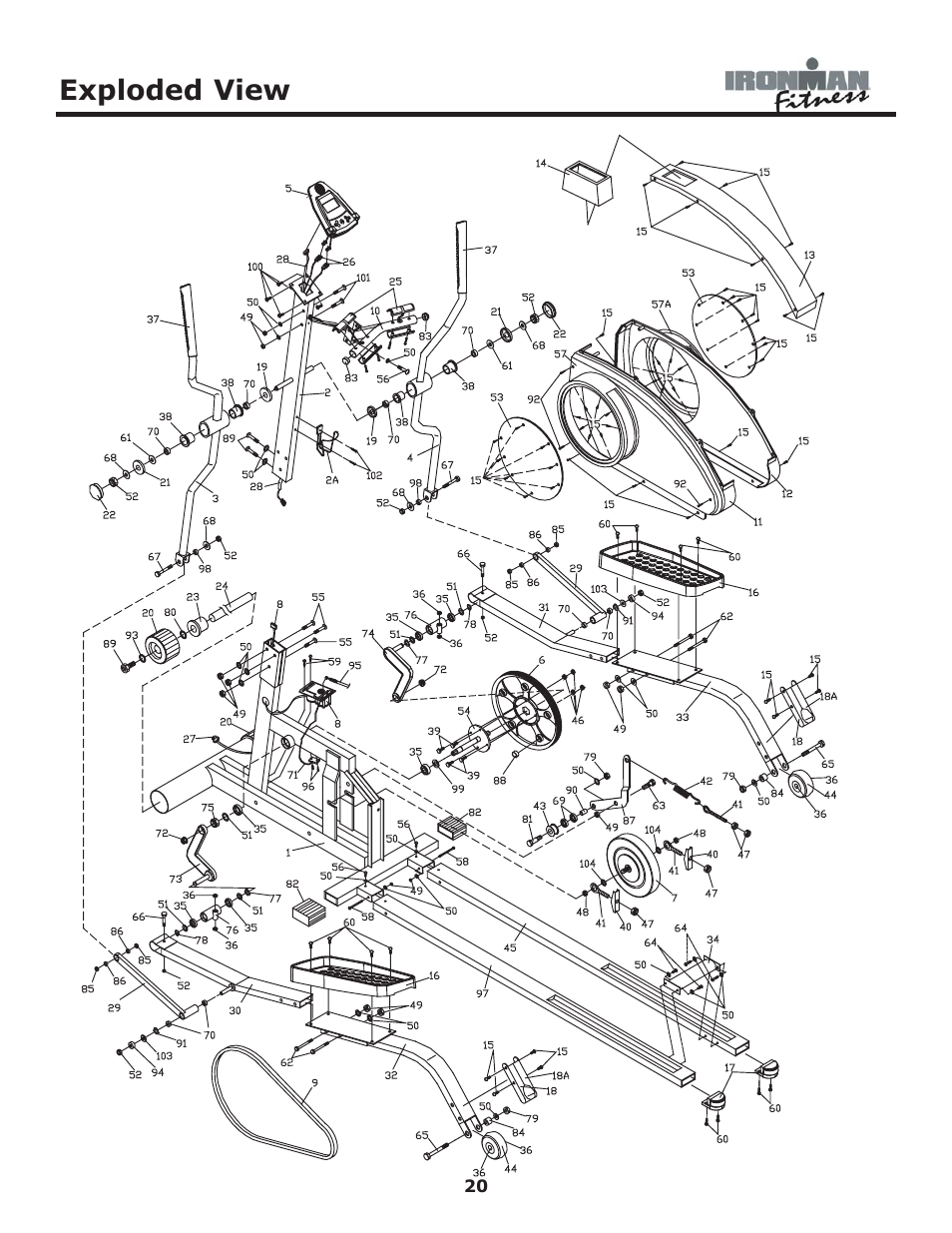 Exploded view | Ironman Fitness 530e User Manual | Page 20 / 23