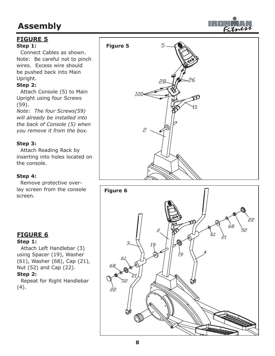 Assembly | Ironman Fitness 530e User Manual | Page 8 / 23