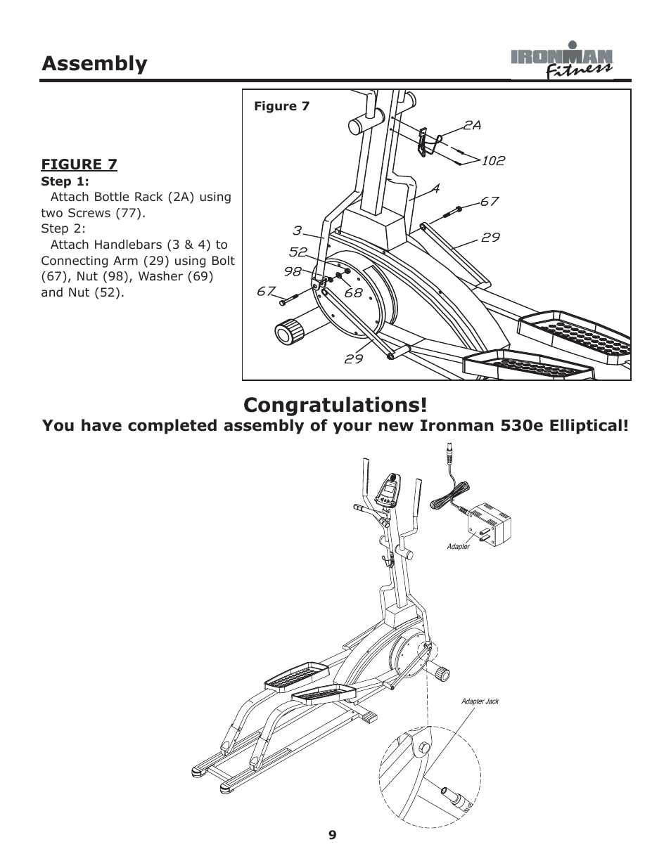 Assembly | Ironman Fitness 530e User Manual | Page 9 / 23