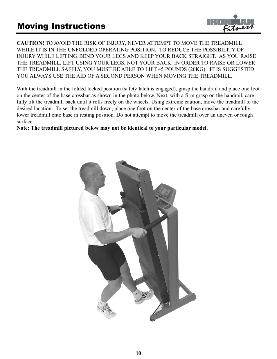 Moving instructions | Ironman Fitness INSPIRE User Manual | Page 10 / 33
