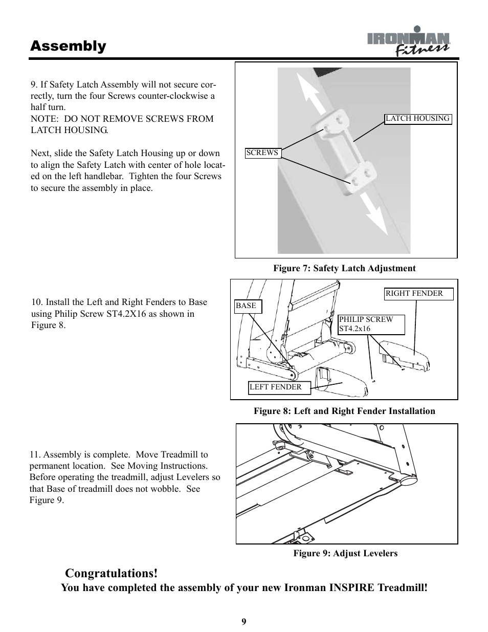 Assembly | Ironman Fitness INSPIRE User Manual | Page 9 / 33