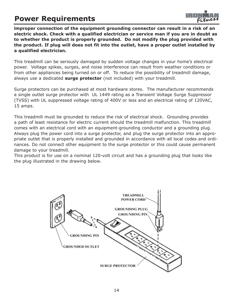Power requirements | Ironman Fitness Envision User Manual | Page 14 / 32