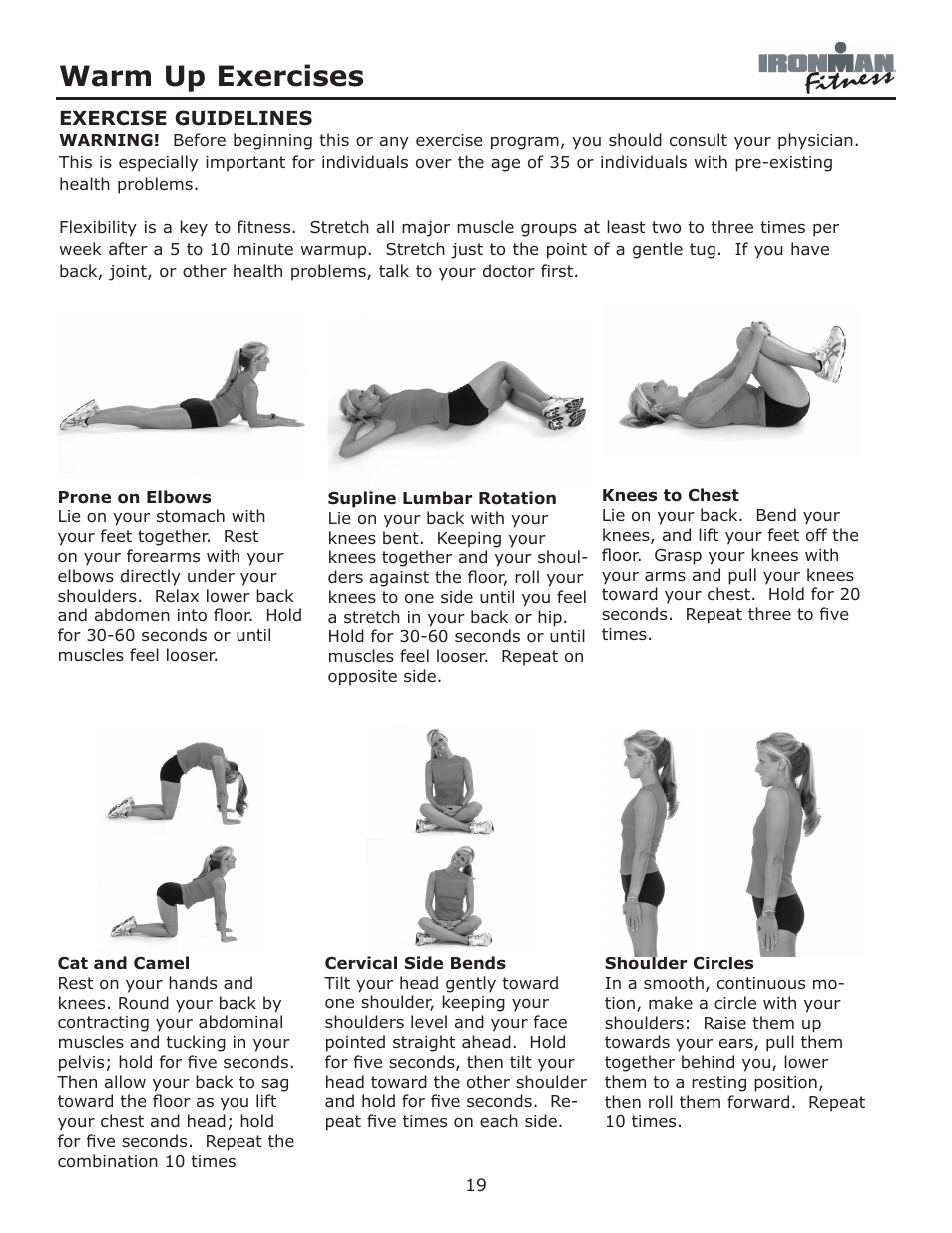 Warm up exercises | Ironman Fitness Envision User Manual | Page 19 / 32