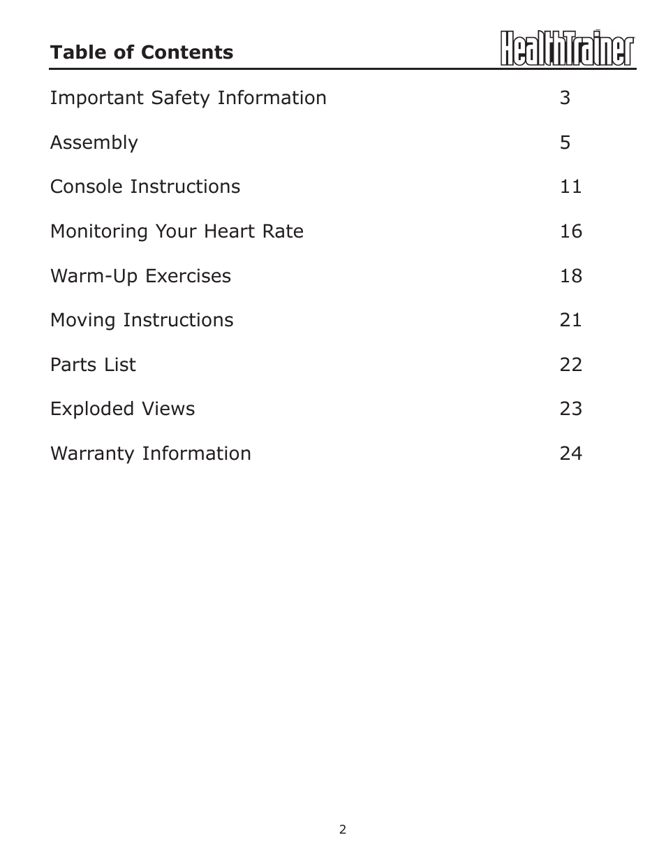 Ironman Fitness 350r User Manual | Page 2 / 28