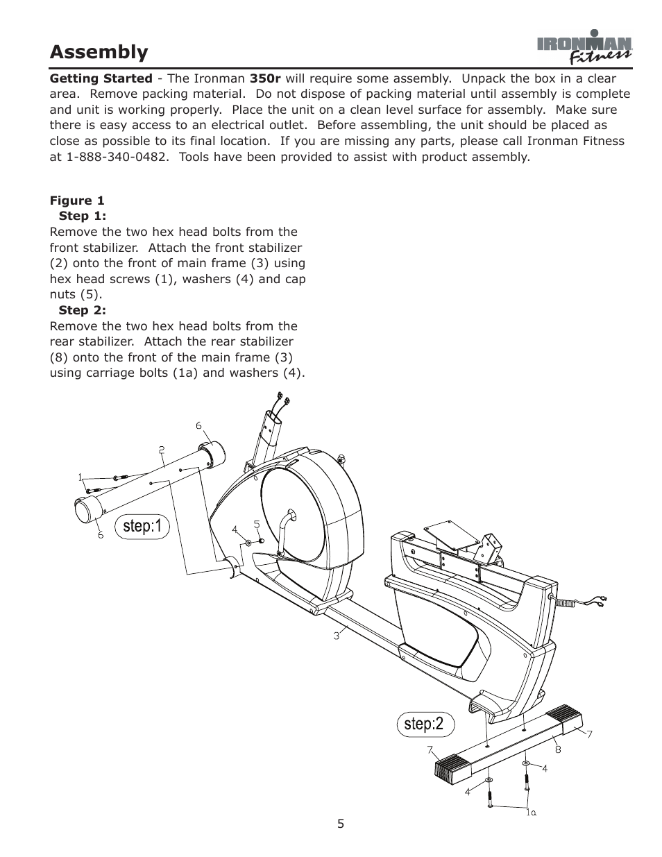 Assembly | Ironman Fitness 350r User Manual | Page 5 / 28