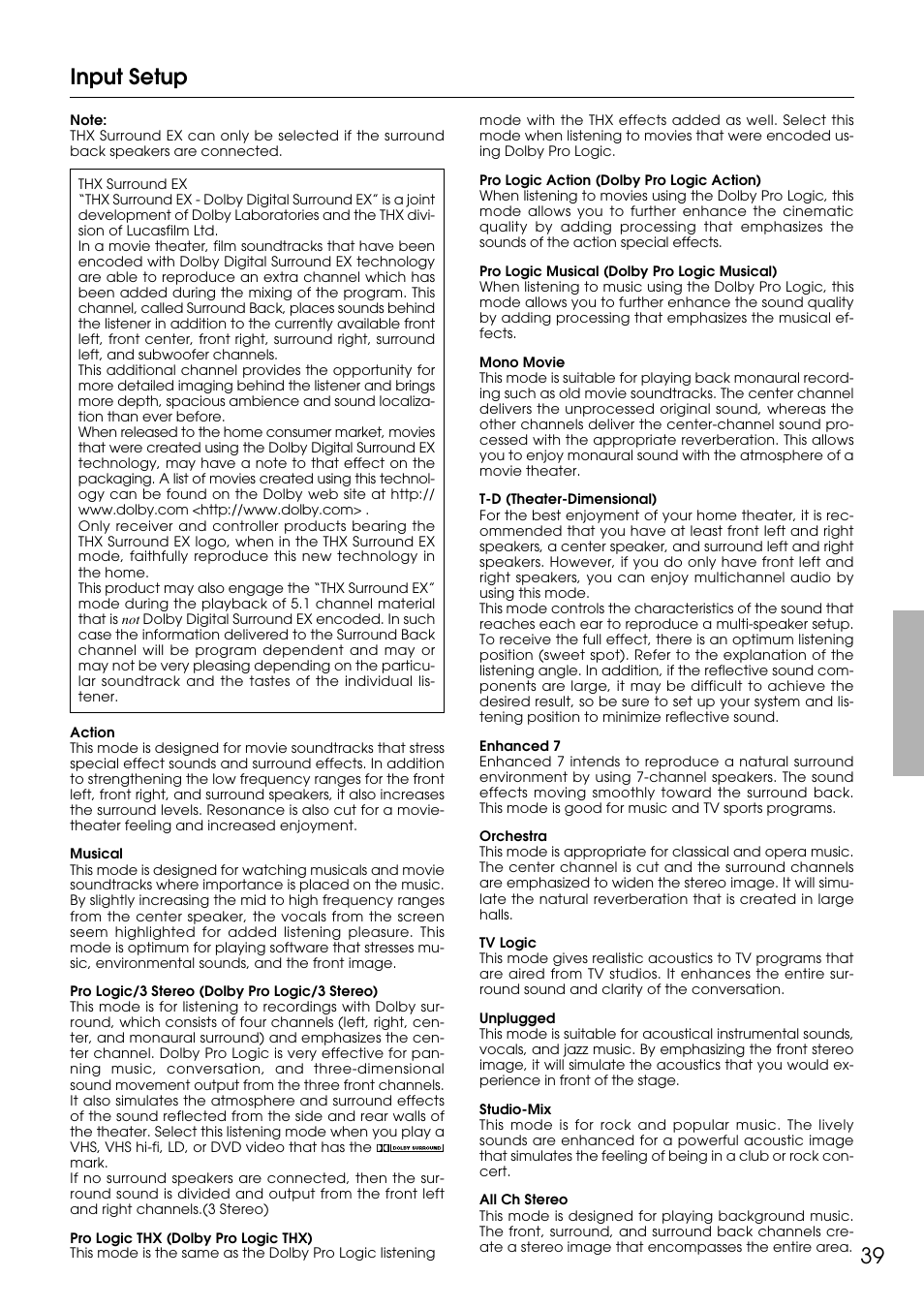 39 input setup | Integra DTR-9.1 User Manual | Page 39 / 92