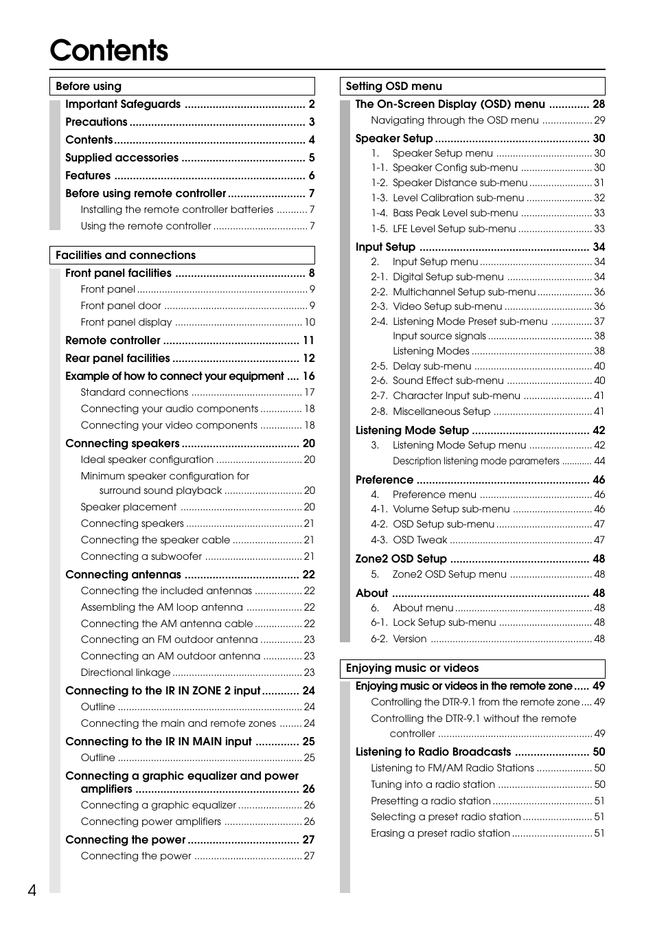 Integra DTR-9.1 User Manual | Page 4 / 92