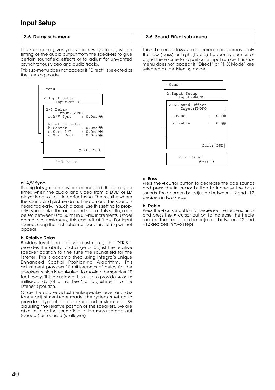 Input setup | Integra DTR-9.1 User Manual | Page 40 / 92